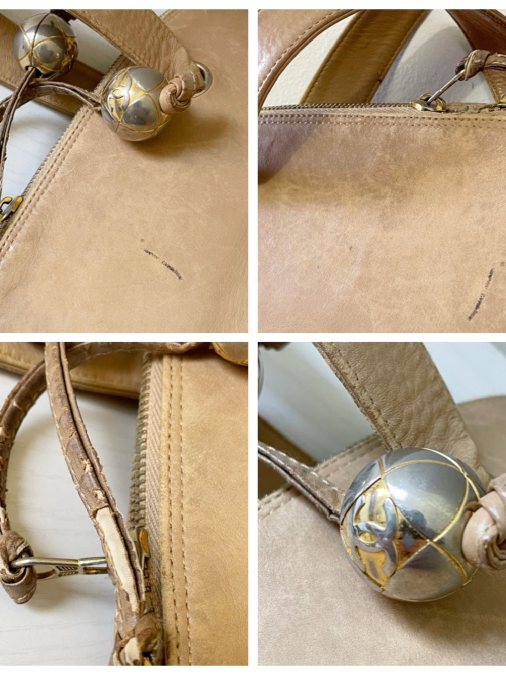 Chanel beige leather vintage for restoration AS IS - Picture 4 of 16